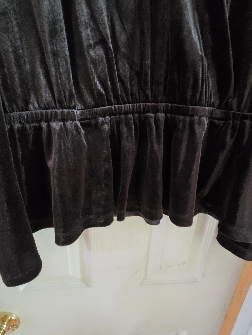 Loft Black Velvet Wrap Peplum Top
